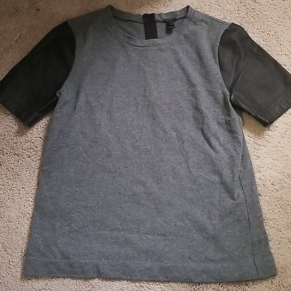 J.CREW short sleeved shirt with leather sleeves